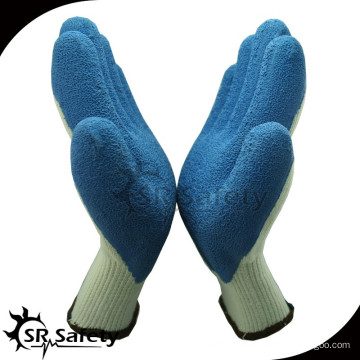 SRSAFETY 10 gauge 5yarn bleu coton liner bleu latex gants malaisie